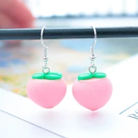 earrings for women fashion new soft pottery 3d peach stud earrings contracted cute girl peach female party gift fine jewelry