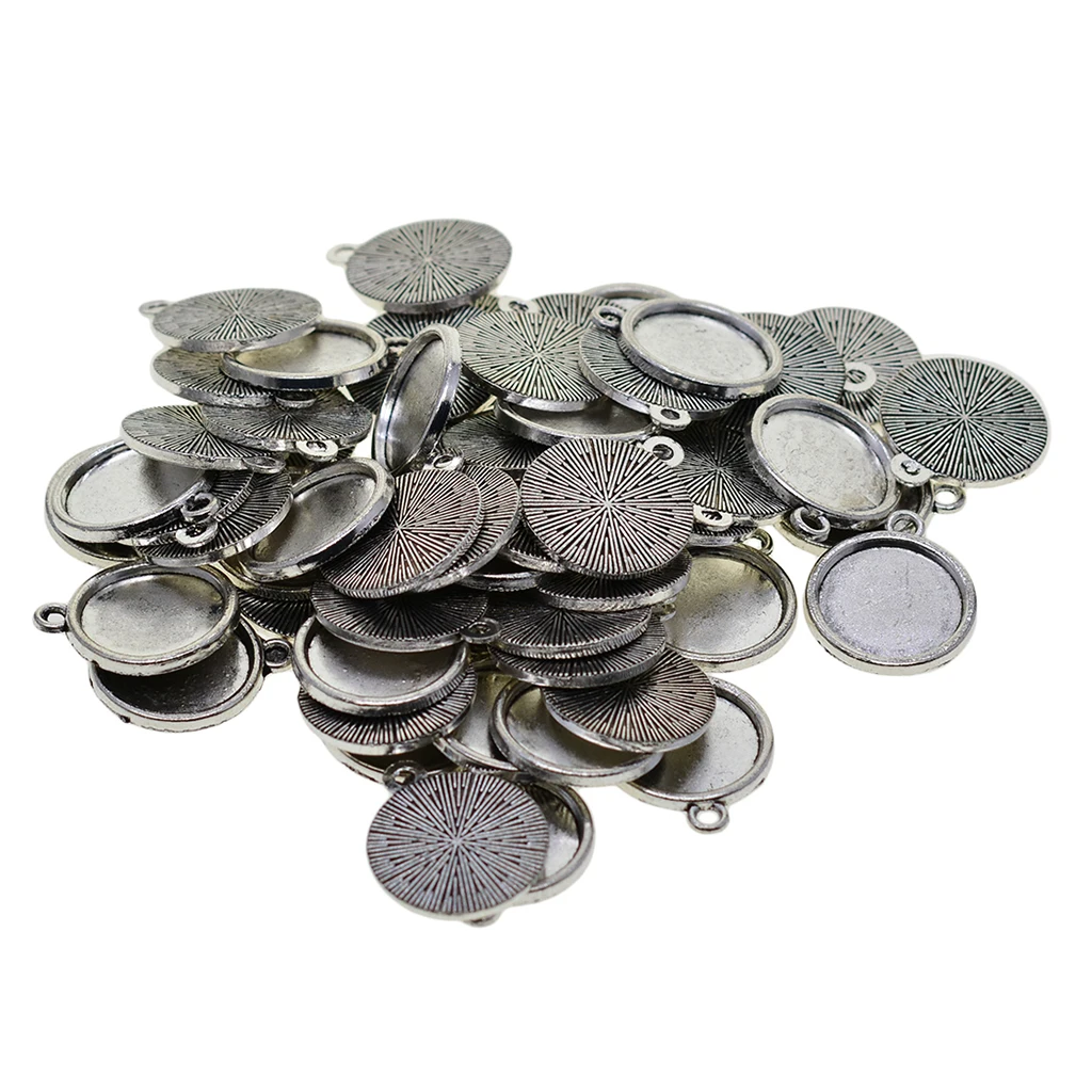 

50x Antique Zinc Alloy Pendant Tray DIY Cabochon Settings for DIY Jewelry Making