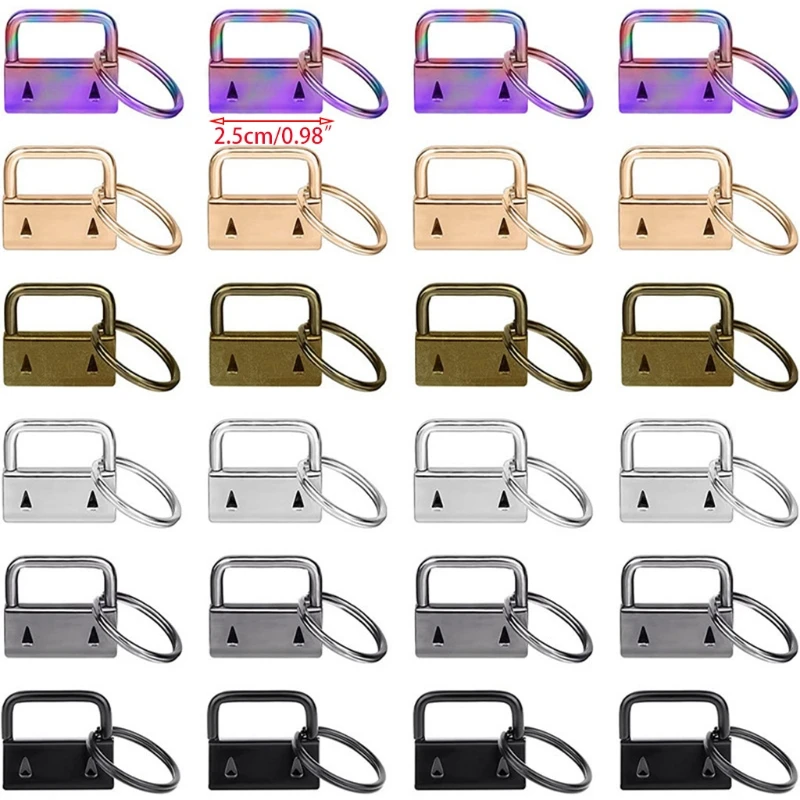 

42Pcs 6 Colors 25mm Key Fob Hardware with Split Rings Wristlet Tail Clip DIY Kits for Luggage Wrist Strap Lanyard Clasp