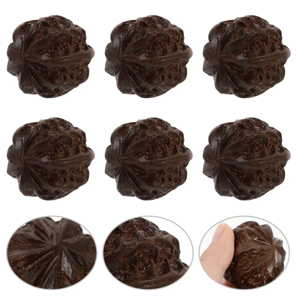 

6Pcs Wooden Hand Exercise Balls Acupressure Hand Balls (Dark Brown)