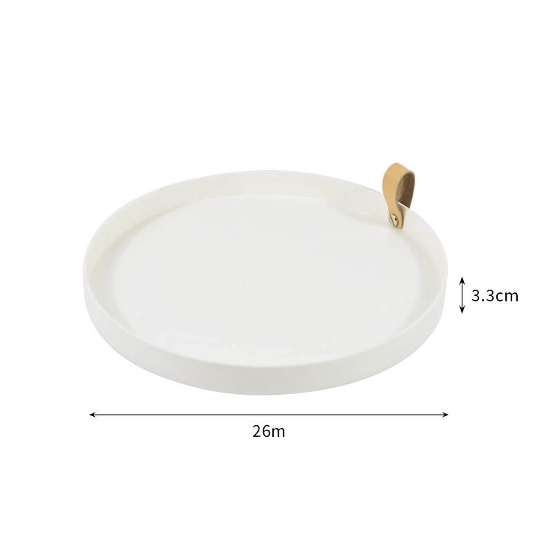 

1 Piece Simple Solid Color Round Storage Tray Portable Bedroom Table Decorative Cosmetics Jewelry Sundries Display Organizer