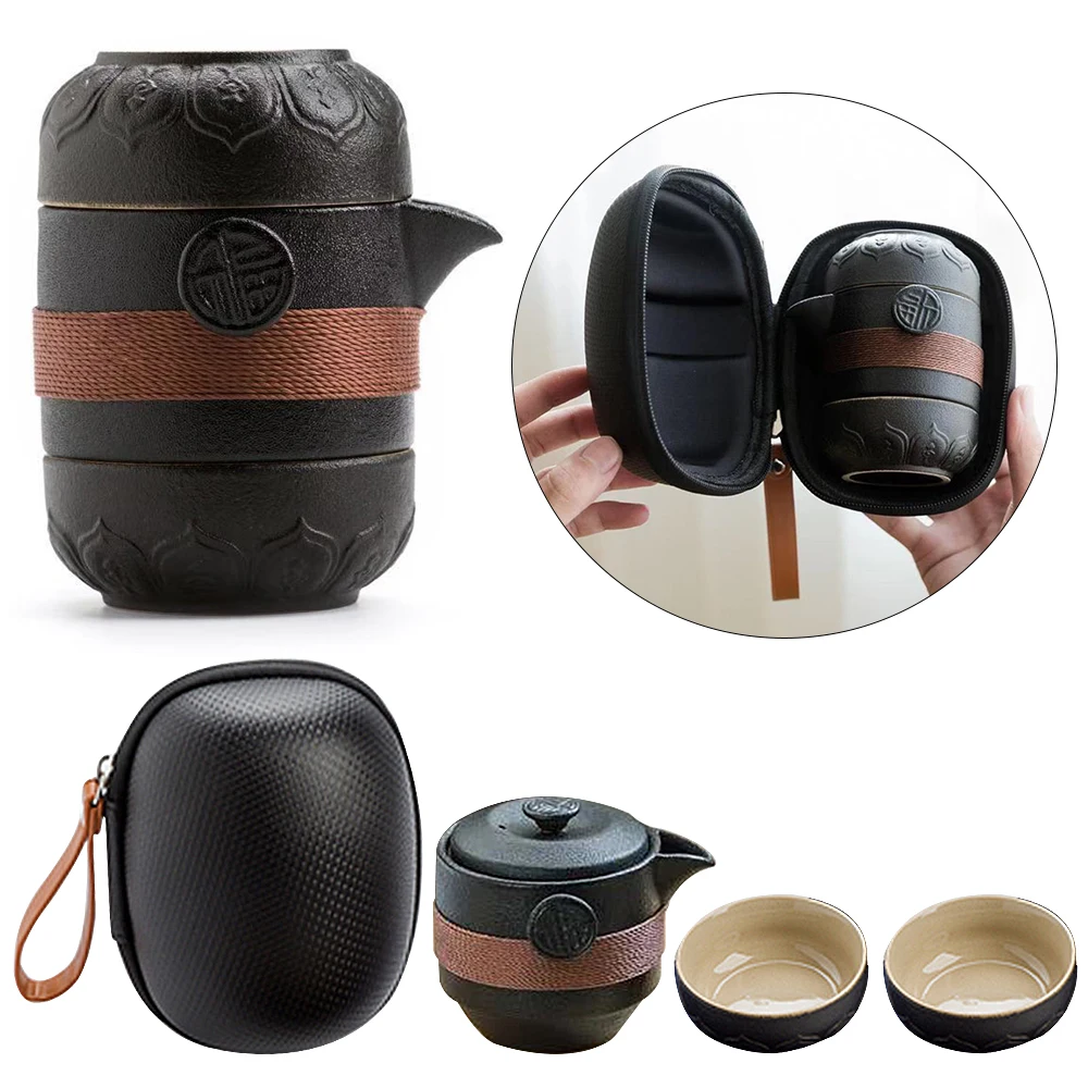 

Chinese Kung Fu Tea Set Black Ceramic Teapot With Teacup Travel Agency Tea Set Portable Office Chinese Tea Set Beverage