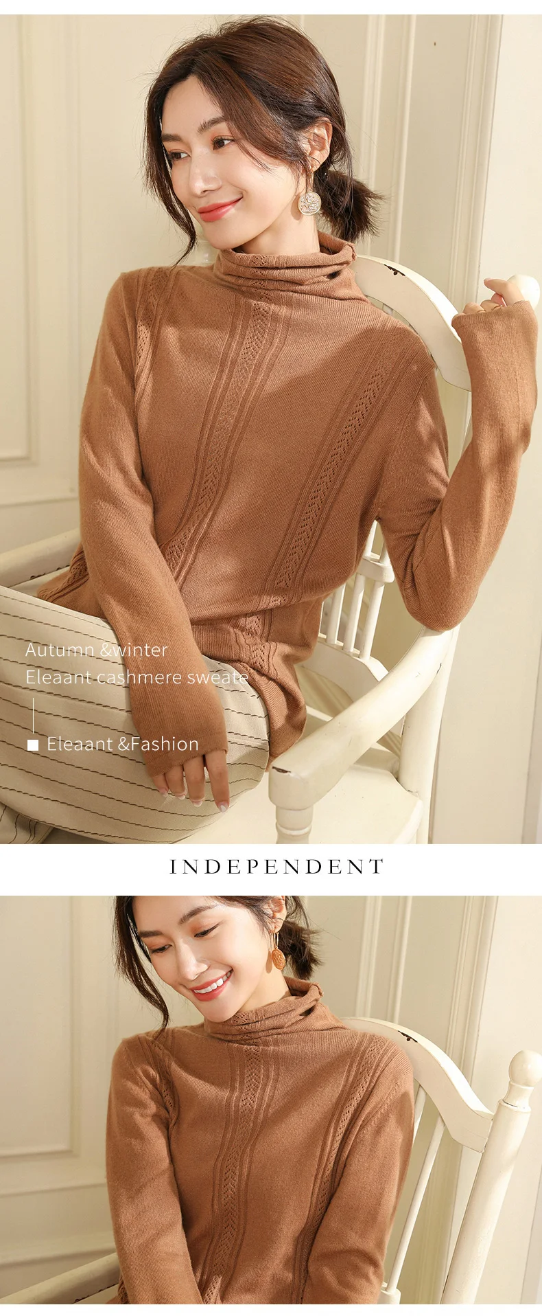 BELIARST Autumn and Winter New Pile of Cashmere Sweater Women's Pullover Sweater Was Thin Hollow Knit Bottoming Sweater