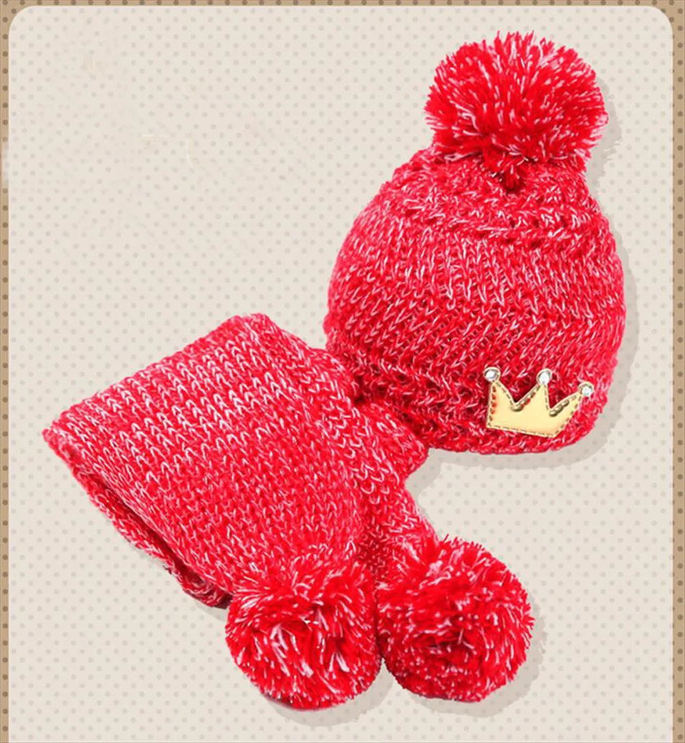 Детские зимние теплые шапки детские вязанные шапки-бобы шарф с капюшоном