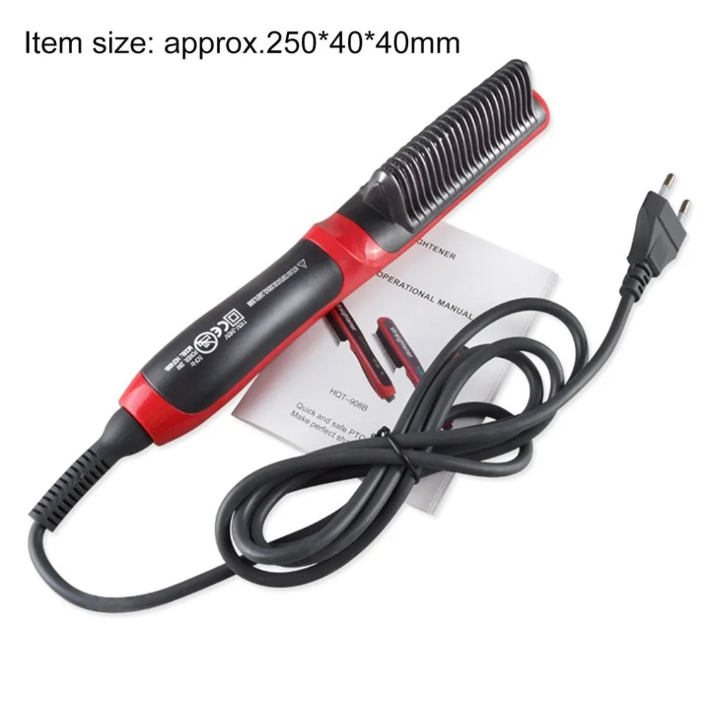 

Beard Straightener Hot Comb Curling and Straightening Portable Pro LCD Heating Electric Brush Quick Styling Tool