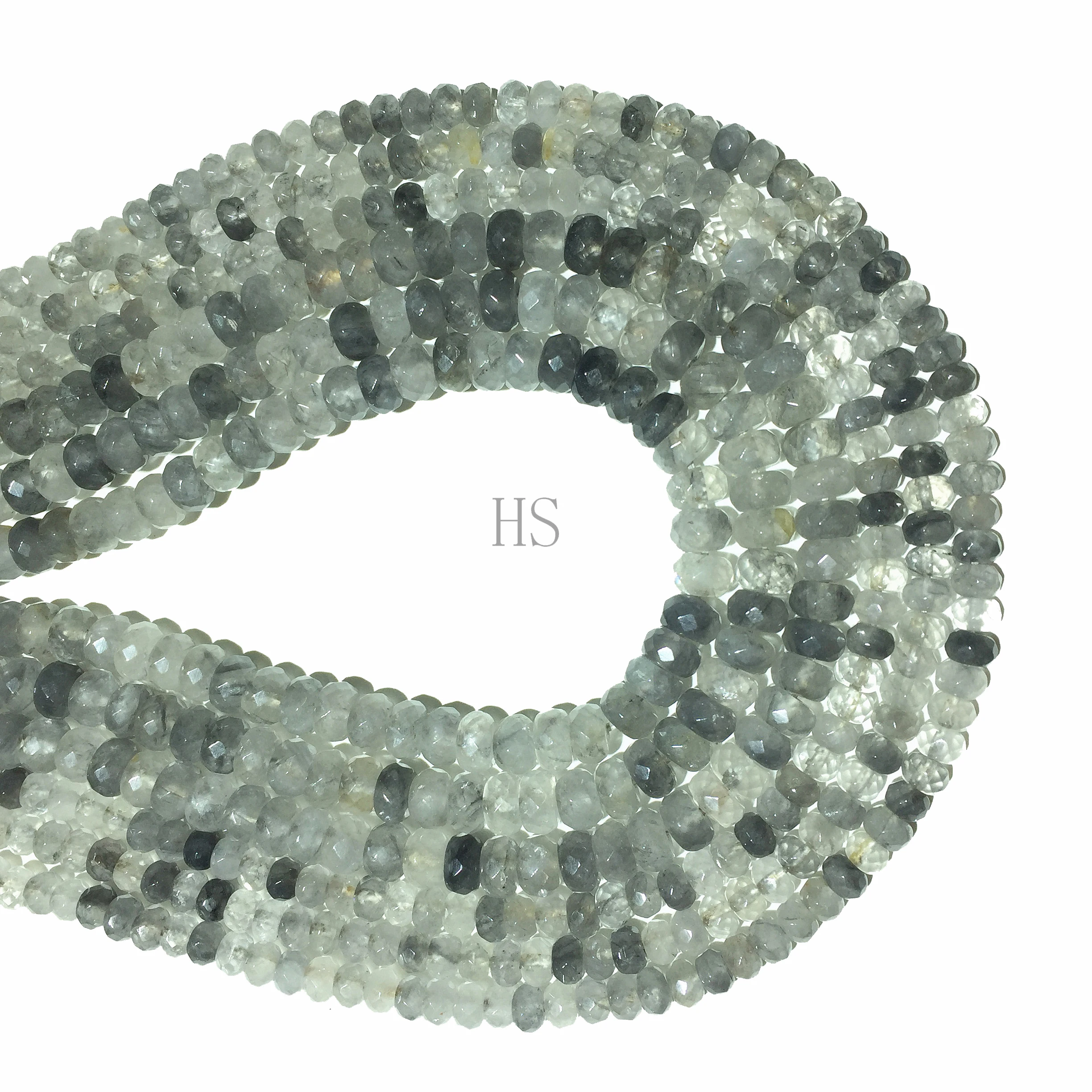 Натуральный камень пасмурный кварц Рондель граненый круглый свободный бисер