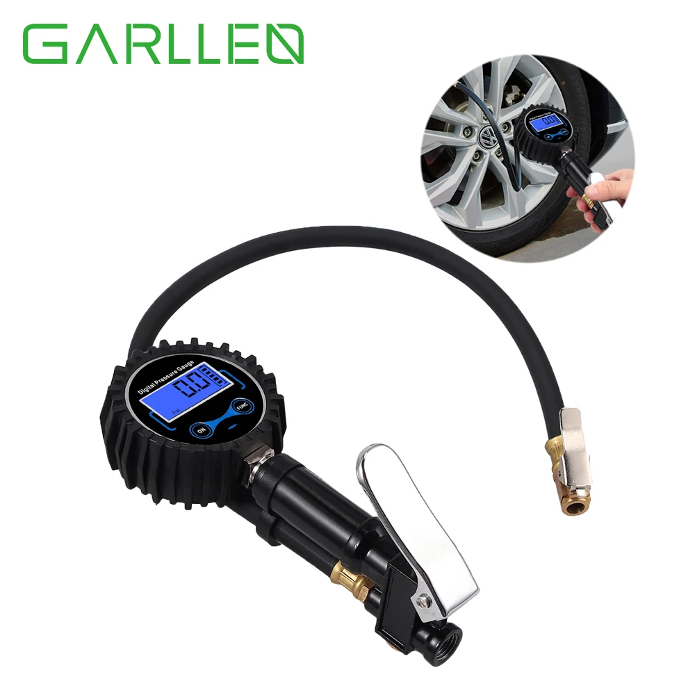 

GARLLEN 3-In-1 Digital Tire Inflator Gauge 200 PSI Tire Pressure Gauge With Brass Air Chuck 4 Valve Caps Tire Pressure Measure
