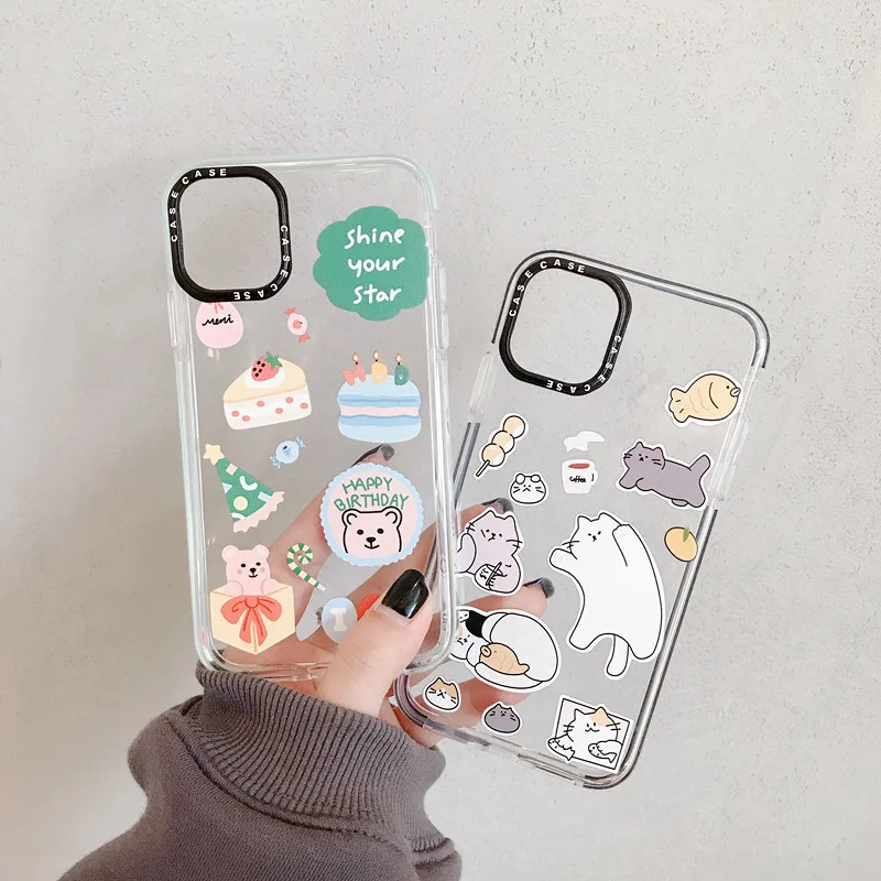 

Japanese happy Birthday gift box bear cat kawaii Phone case For iPhone 11 Pro Max XR X Max case for coque iPhone 7 7 8 Plus Case