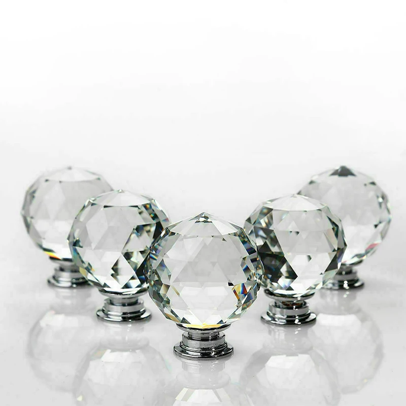 30 мм дверную ручку одно отверстие прозрачный С кристалалми и стразами Стекло