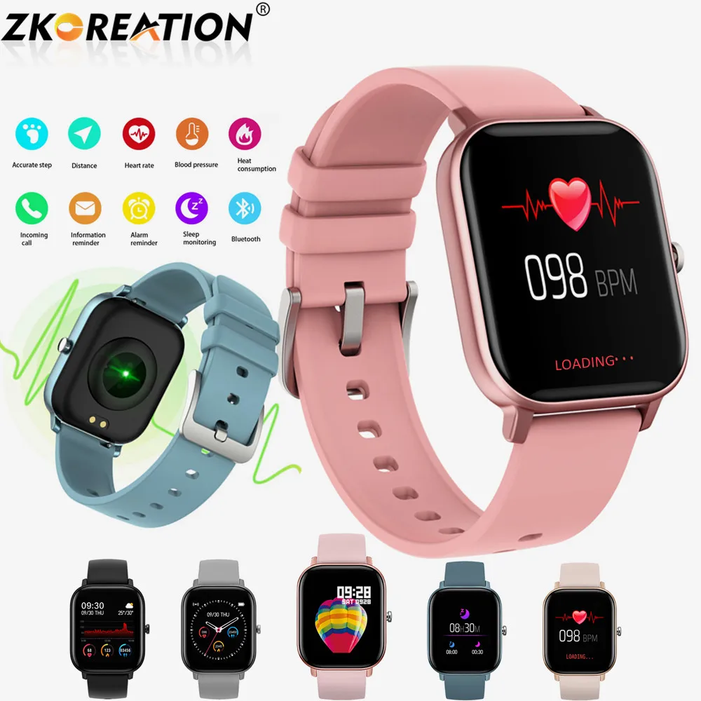 ZKCREATION Heart Rate Monitor часы для женщин Браслет фитнес трекер Smartwatch 1.4in Full HD сенсорный