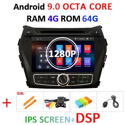 4G 64G DSP 1280P DSP 4G 64G Android 9,0 ips экран 2 Din Автомобильный dvd-плеер для hyundai IX45 Santa fe 2013 gps плеер навигация Радио стерео - Цвет: 4G 64G DSP 1280P