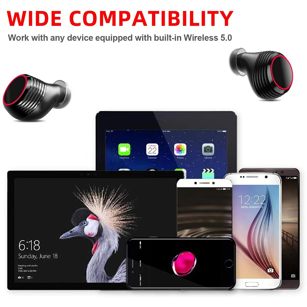 TWS True 5,0 Bluetooth наушники спортивные в уши беспроводные наушники IPX6 водонепроницаемые наушники для телефона с 6500 мАч зарядный чехол