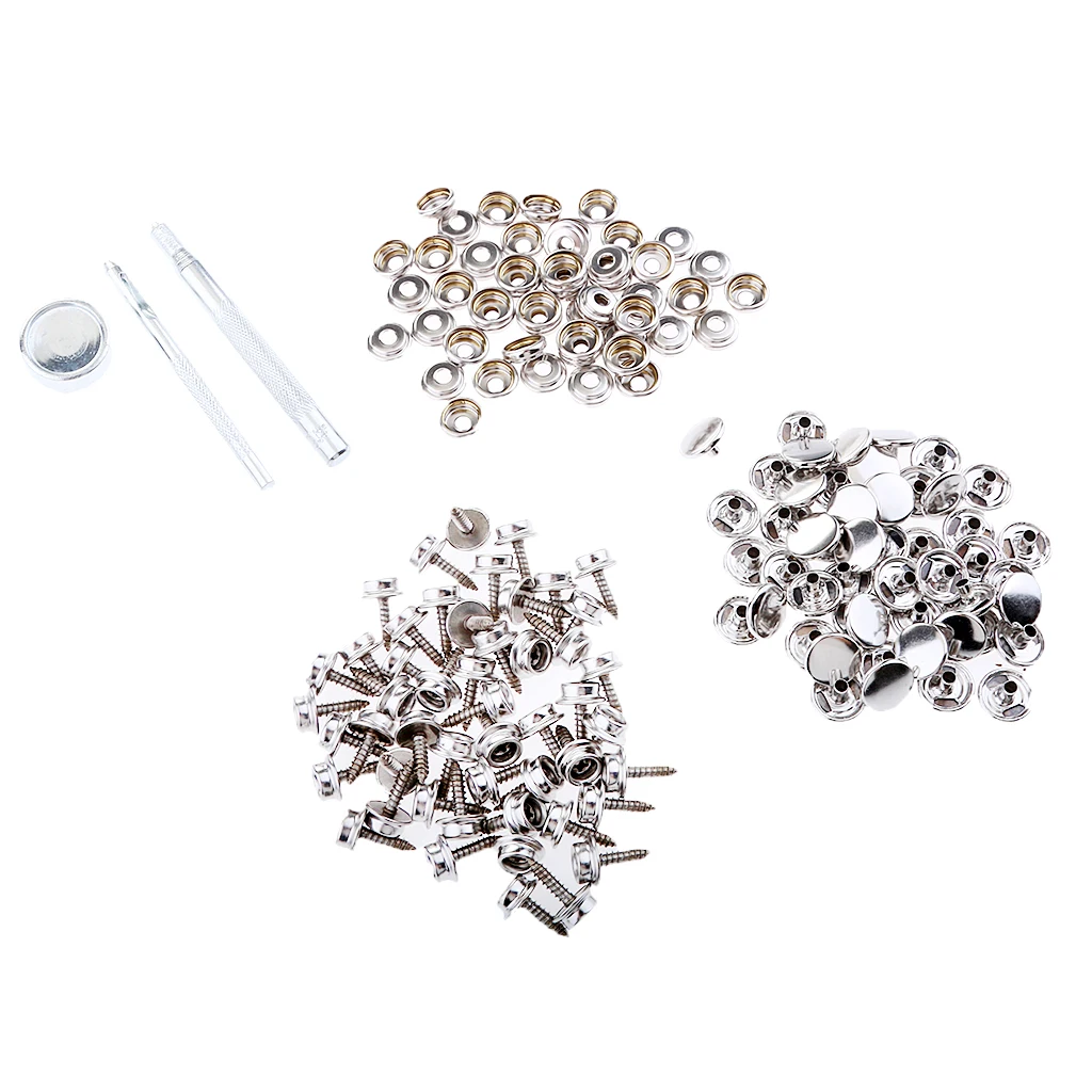 

153Pcs Boat Canvas Fabric Snap Cover 15mm Screw Button Socket Fastener Kit