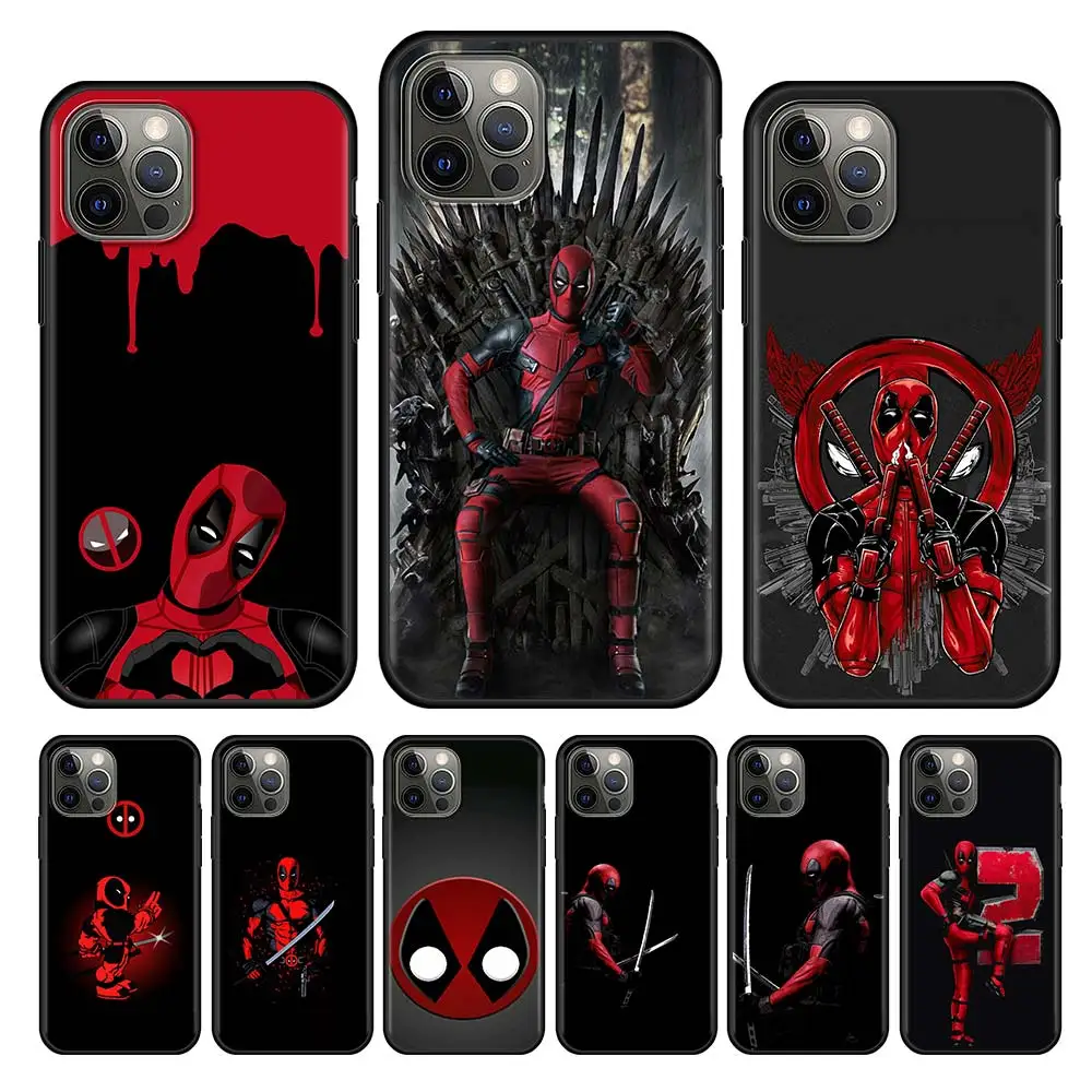 

Soft TPU Casing Deadpool Marvel For Apple iPhone 11 13 12 Pro Max Case XR X XS 8 7 6 6S Plus 5 5S SE 2020 Black Phone Cover