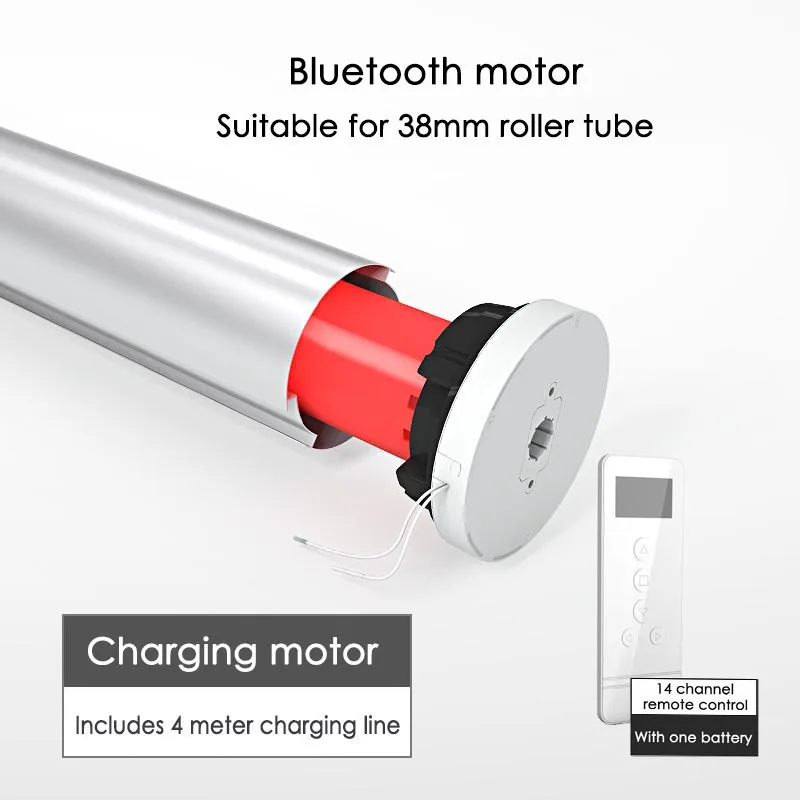 Bluetooth жалюзи двигатель 12В высокого качества с литиевым аккумулятором трубчатый