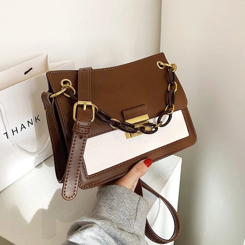 

VeryMe Contrast Color Leather Crossbody Pack For Women 2021 New Travel Handbag Fashion Simple Shoulder Bag Ladies Cross Body Bag