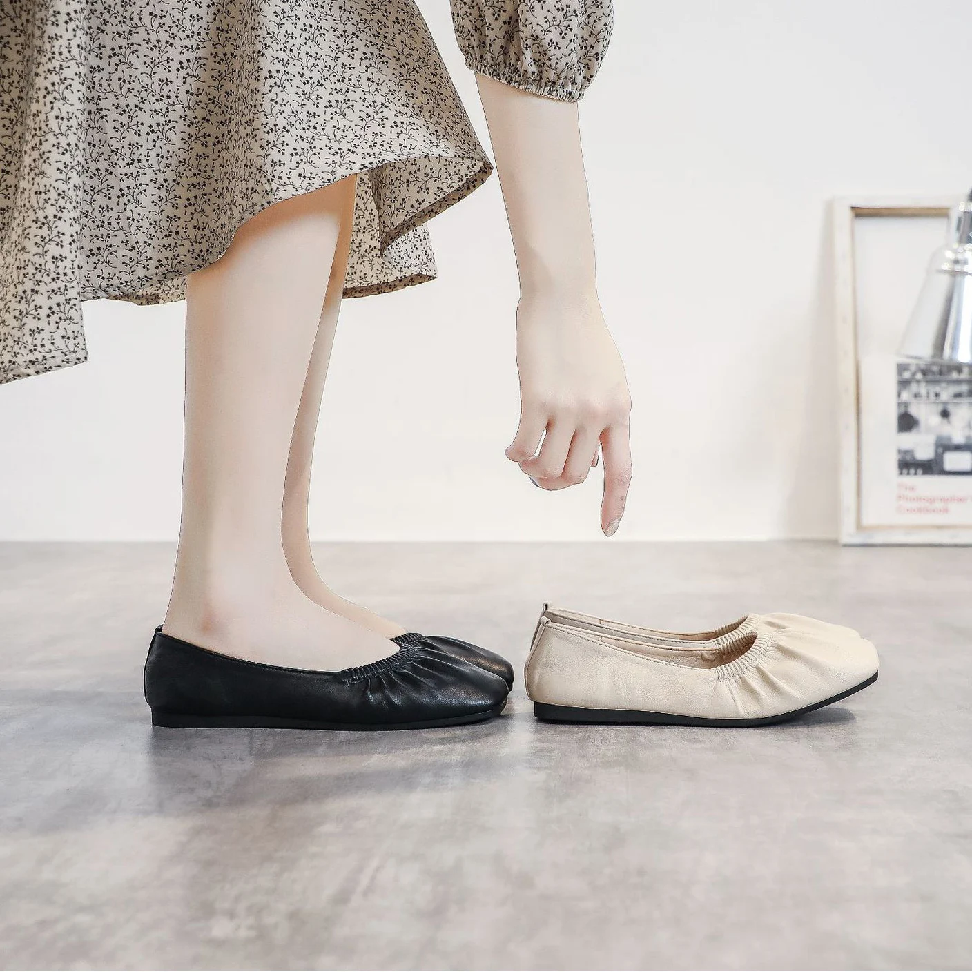Женские технические удобные классические милые балетки с квадратным носком без