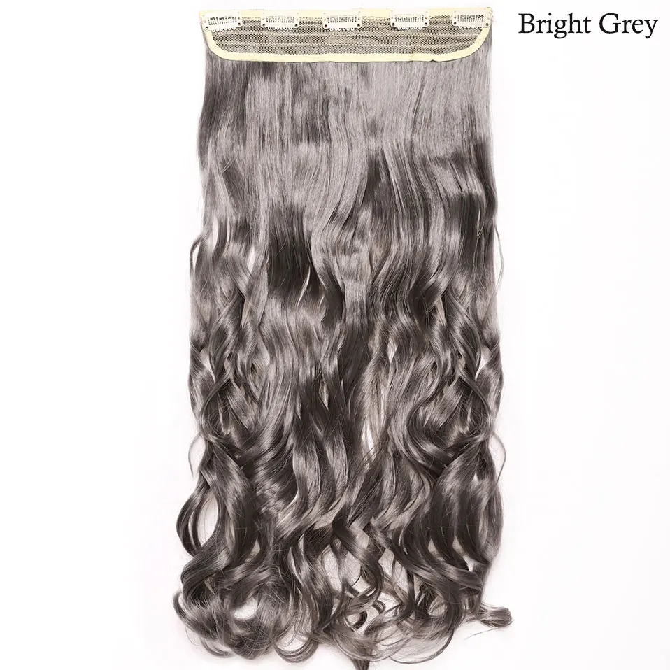 grey S-noilite, 47 цветов, 24 дюйма, длинные волнистые женские волосы на заколках, цельные синтетические волосы для наращивания, черный, коричневый, накладные волосы на заколках для женщин - Цвет: grey