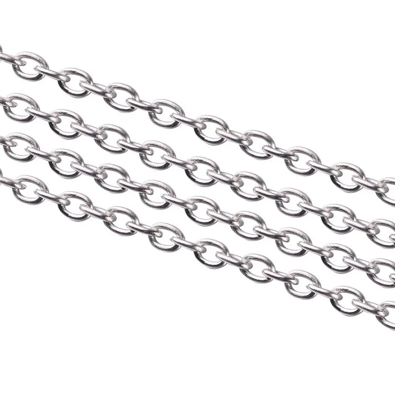 Platinum Pandahall 100 м/рулон железной серебряной цепи, не содержит свинец, подходит для катушки, Размер: цепь: Около 3 мм в длину, 2 мм в ширину, 0,5 мм в толщину - Цвет: Platinum