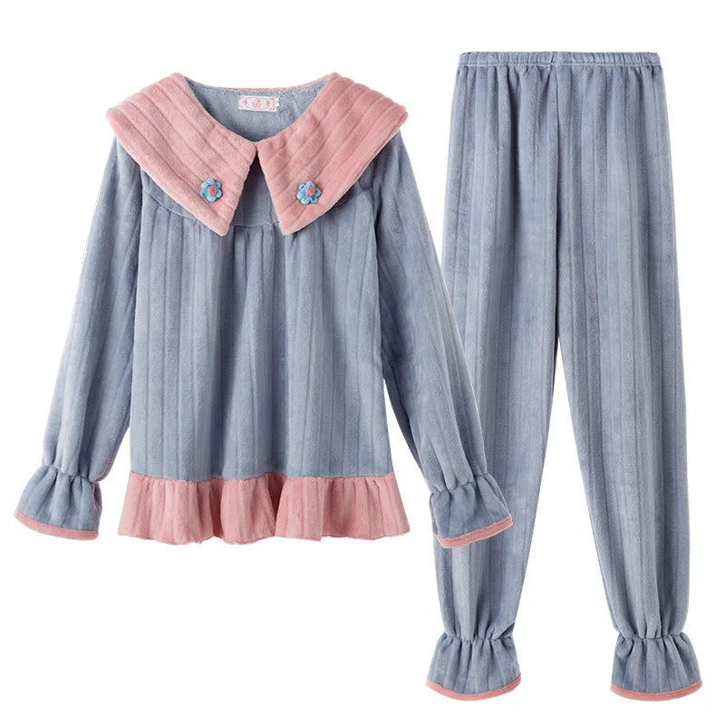 

Coral Fleece New Fashion Pajamas Women Winter Thickening And Flannel Princess Style Sweet And Cute Suit Home Service Spring, Aut