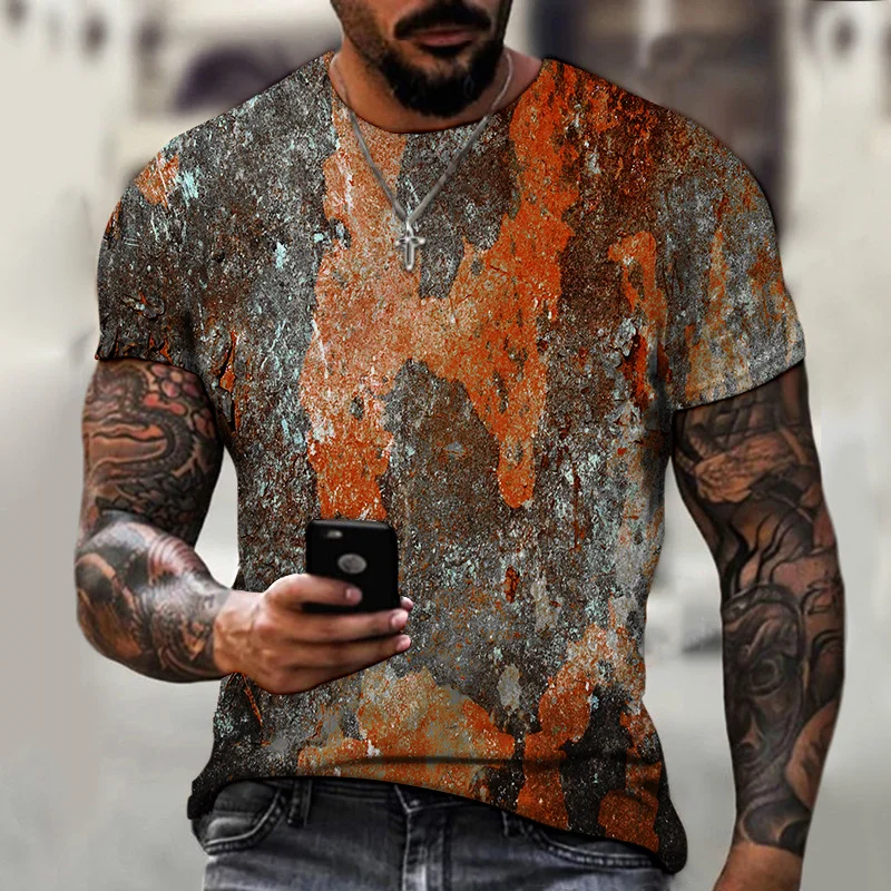 

Мужская и женская футболка с коротким рукавом, объемная рубашка с принтом ржавого металла и рок, большие размеры 6xl, лето 2021