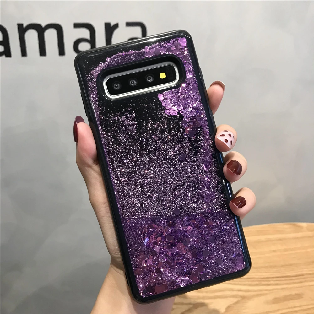 Black TPU Silicone Bumper Dynamic Liquid Quicksand Case For Samsung Galaxy S10 Plus S10E S9 S8 S7 S6 Edge Cover Phone |