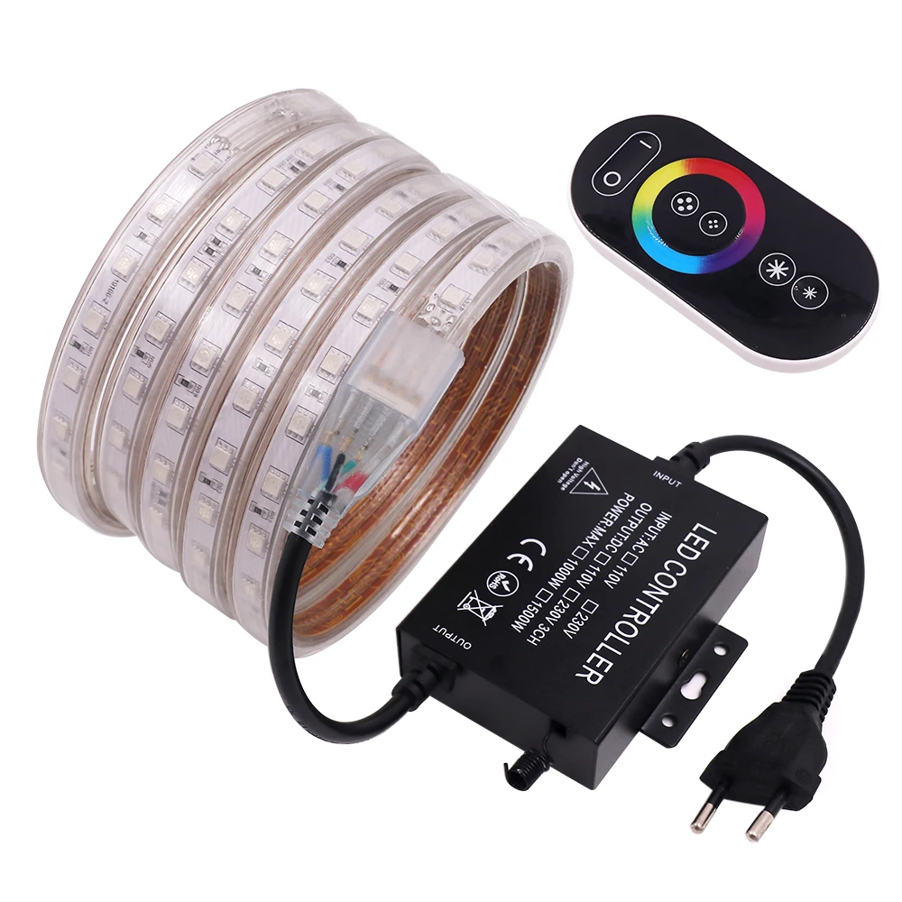 Светодиодная лента 220 В RGB SMD5050 60/120 светодиодов/м гибкая светодиодная с