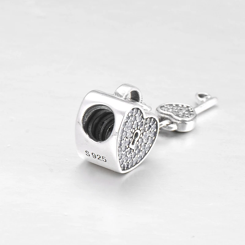 Любовные ключи и замки из стерлингового серебра 925 пробы модные сверкающие CZ