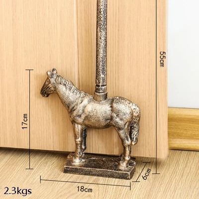 horse gold Винтажный деревенский Ретро потертый шик старинная фигурка собаки дизайн ручной работы чугунная дверная пробка с длинной ручкой - Цвет: horse gold