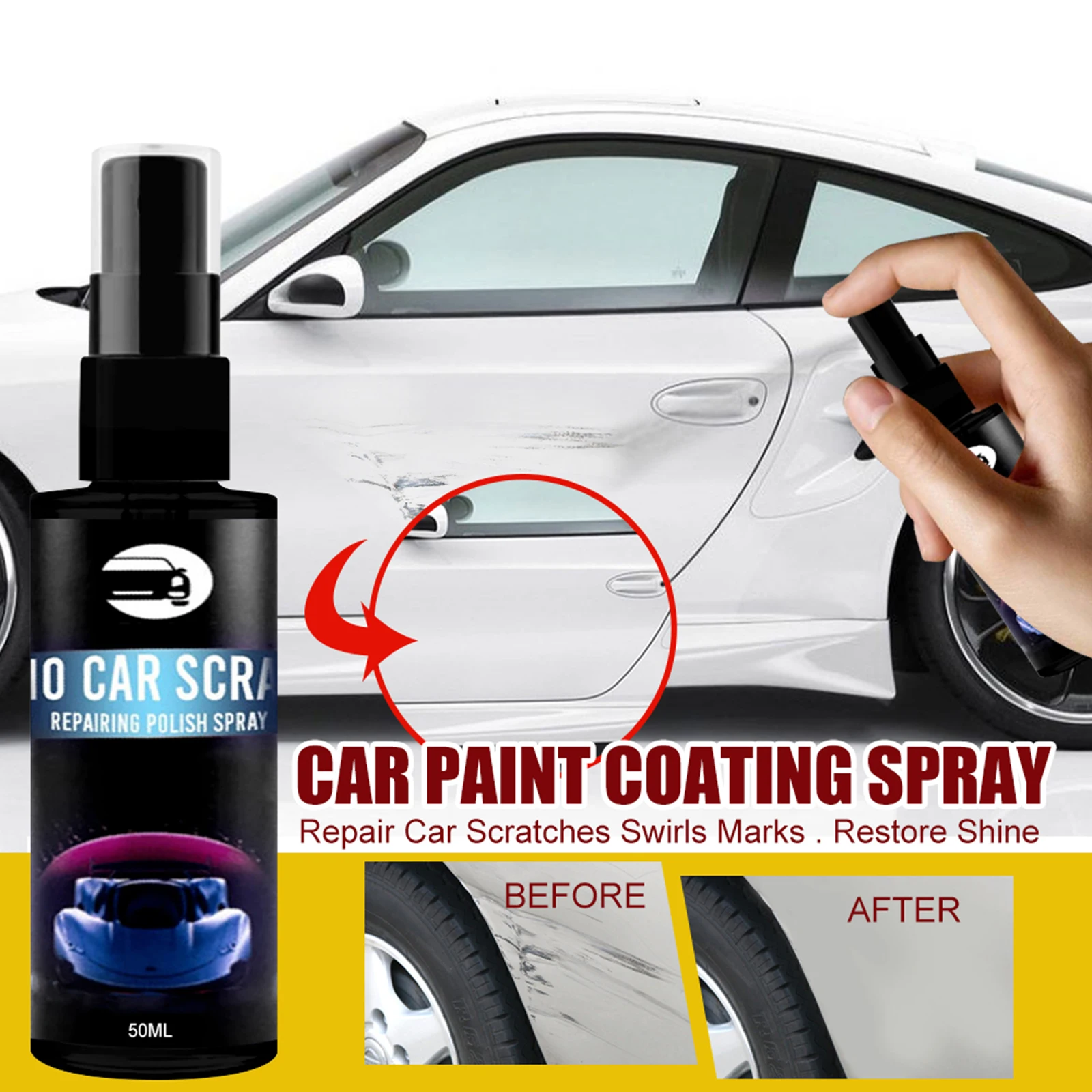 

2021 Car Paint Coating Spray Quickly Remove Repair Auto Scratches Swirls Marks Restore Shine