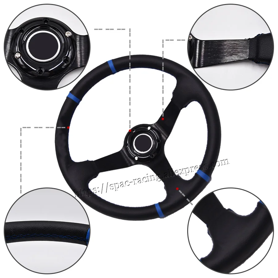 Универсальный 14 дюймовый автомобильный интерьер карт рулевое колесо черный