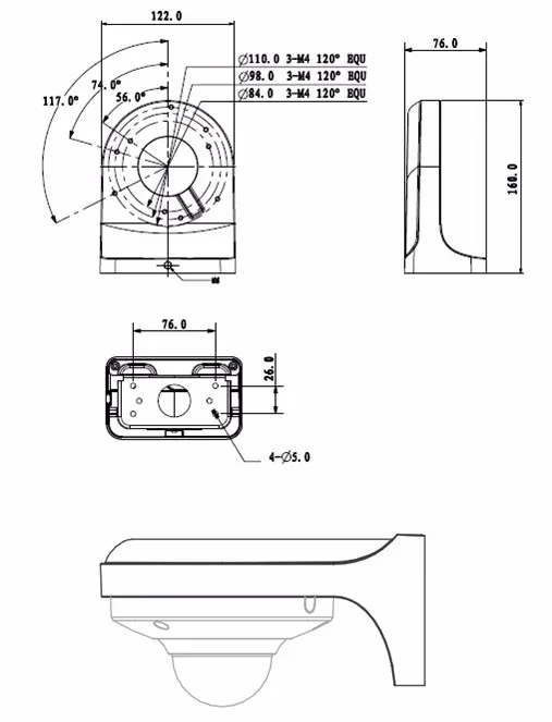DAHUA PFB203W кронштейн водонепроницаемый настенное крепление IP HDCVI камеры кронштейны купольная камера крепления совместимый корпус TypeIPC-HDW8 HDBW6XXX