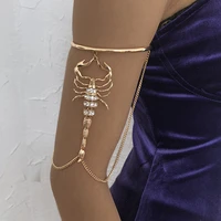 metal gold scorpion shape big upper arm ring bangle bracelet hand jewelry for women rhinestone geometric cuff armlet armband