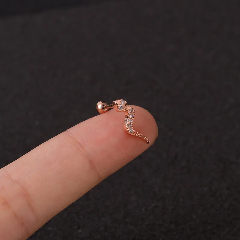 Серьга гвоздик из нержавеющей стали с фианитом украшение для пирсинга на