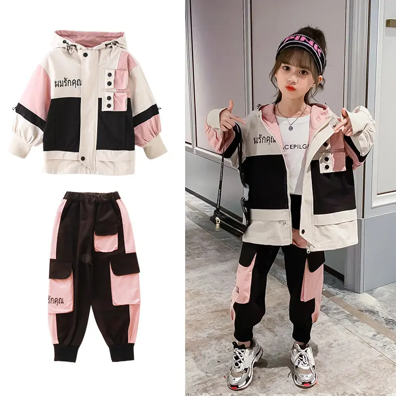 

Комплекты одежды для девочек-подростков модный короткий свитер с рисунком из мультфильма топ + джинсы с сердечками, комплект одежды из 2 пре...