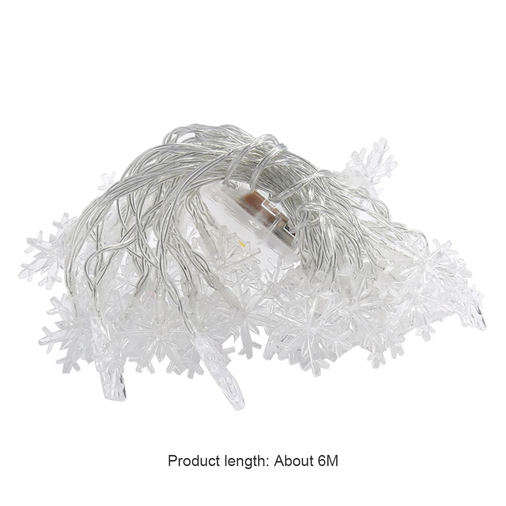 

LED Christmas Snowflake Fairy Light String Battery Powered Romantic Decor Ribbon Lamp for Yard Windows Bedroom Curtains