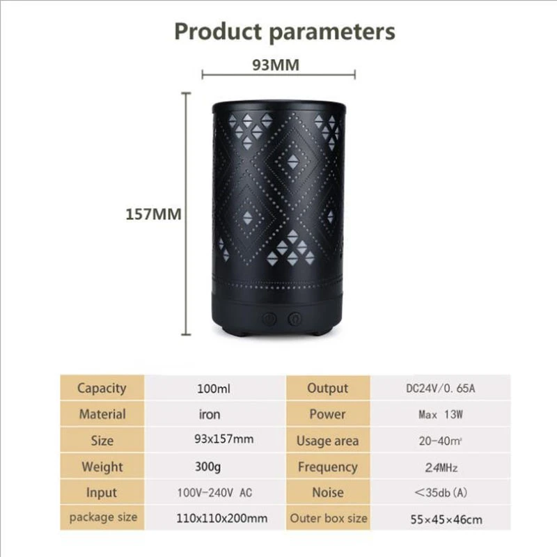 

Iron Art Ultrasonic Atomization Essential Oil Aromatherapy Lamp Household Translucent Humidifier EU Plug