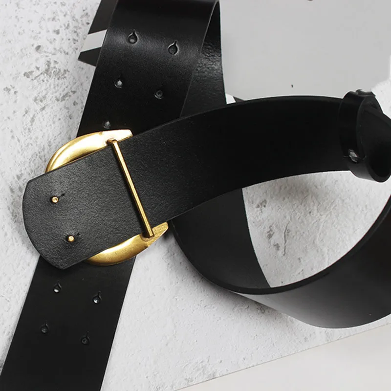 

SeeBeautiful Simple Metal Buckle High Quality PU Leather Waist Seal Belts Girdle New Fashion 2021 Spring Winter Women M863
