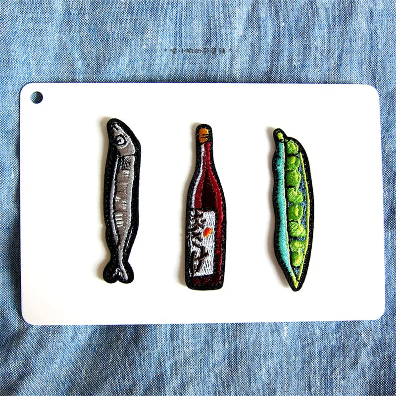 10 teile/los Japan Kawaii Wein Pea Fisch Patches Eisen auf Abzeichen Streifen Mode Kleidung Appliques Nähen Stickerei Billige Aufkleber – Detail 1