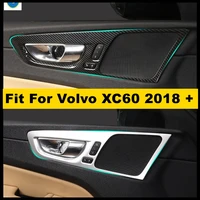 matte carbon fiber look interior refit kit inner door doorknob handle bowl cover trim 4 pcs fit for volvo xc60 2018 2021 abs