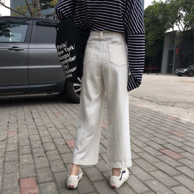 

2021 Harajuku White Women Jeans Pants Summer 2021 Cotton Straight Jeans Women Loose Denim Pants Fashion Coated Women Trouser