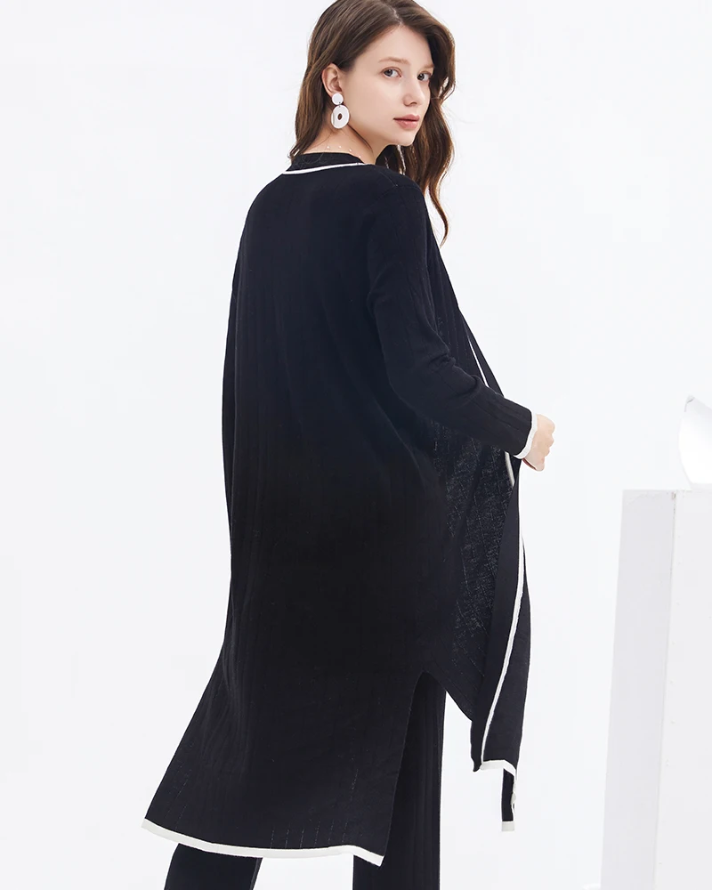 Женская майка Zhili длинный кардиган брюки 3 шт. Suit_Black-Cardigan_Medium |