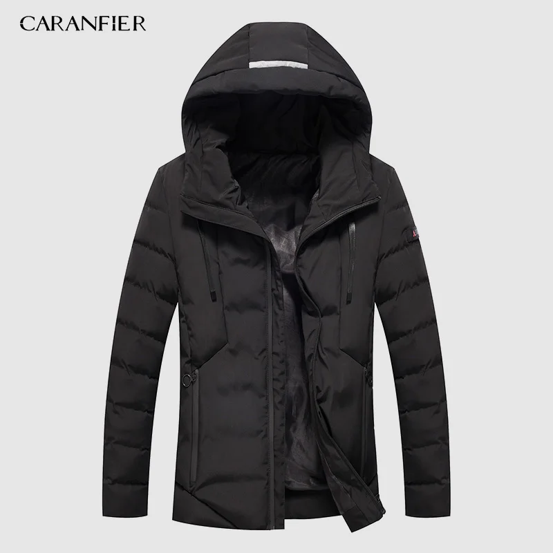 811 Black Мужская парка CARANFIER, Прямая поставка, модная мужская зимняя куртка, пальто с капюшоном, теплое мужское зимнее пальто, повседневное облегающее Мужское пальто - Цвет: 811 Black