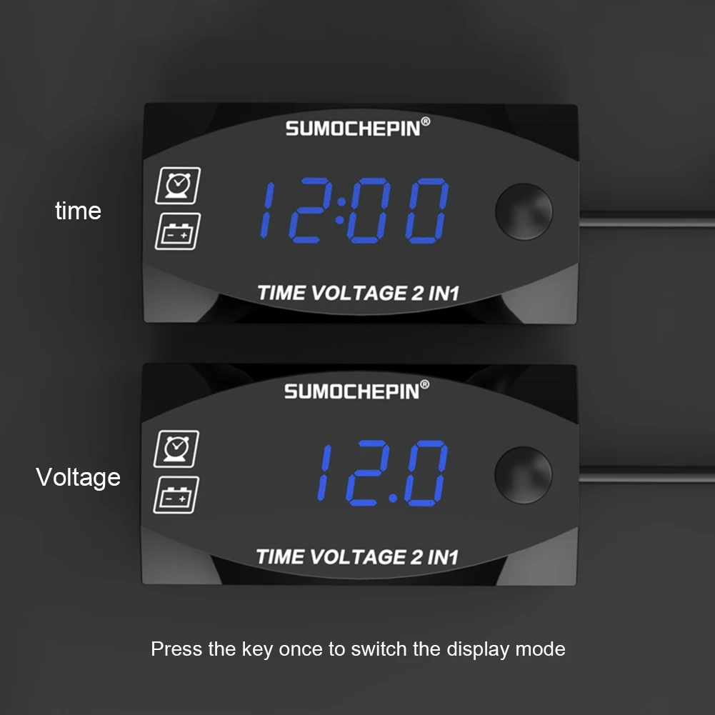 12V 3 in 1 Digital LED Display Meters Voltmeter Clock Thermometer Indicator Gauge Panel Meter For Car Motorcycle | Спорт и