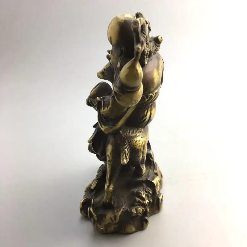 Old China Bronze The God Of longevity Shou xing Star Ride Deer Gourd Statue | Statues & Sculptures