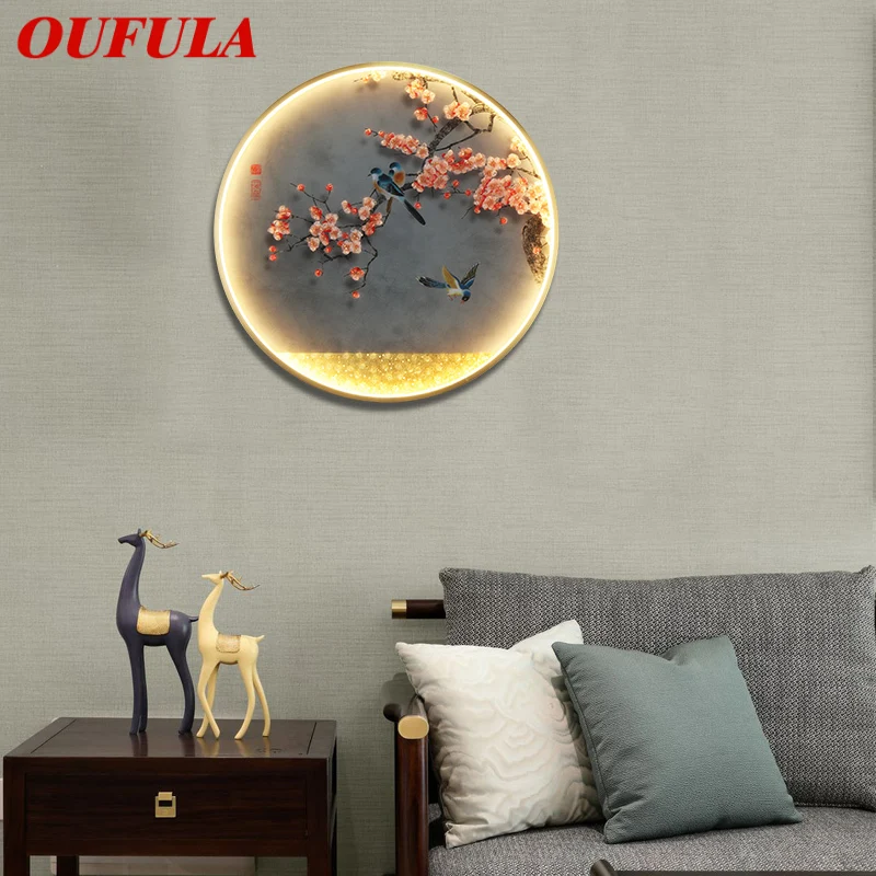 

OUFULA LED Contemporary Wall Light Flower Figure Sconces Round Lamp Creative For Home Decoration