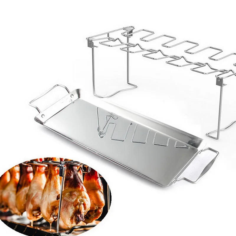

High Quality Non-Stick Stainless Steel BBQ Tools Steak Holders Rack Grill Stand Roasting Rib Rack Kitchen Accessories