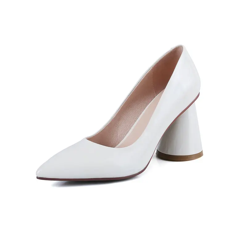 Туфли-лодочки женские из натуральной кожи заостренный носок высокий каблук 8 см