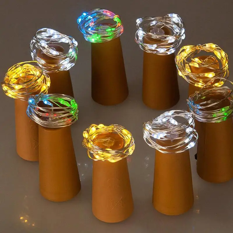 20LEDs Cork Shape Wine Bottle Lights 2M Silver Copper Wire Colorful Fairy Christmas Decor Mini String | Лампы и освещение
