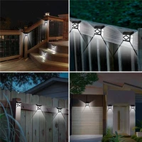 solar powered lamps 4 pcs led wall mount lights fence lamps outdoor garden door step